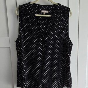 Banana Republic Polka Dot Sleeveless Blouse – Size XL – Black & White